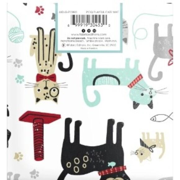 NEW Create It Fat Quarter 18"x21" Cotton Playful Cats Precut Fabric MD-G-PC890 - Picture 2 of 9
